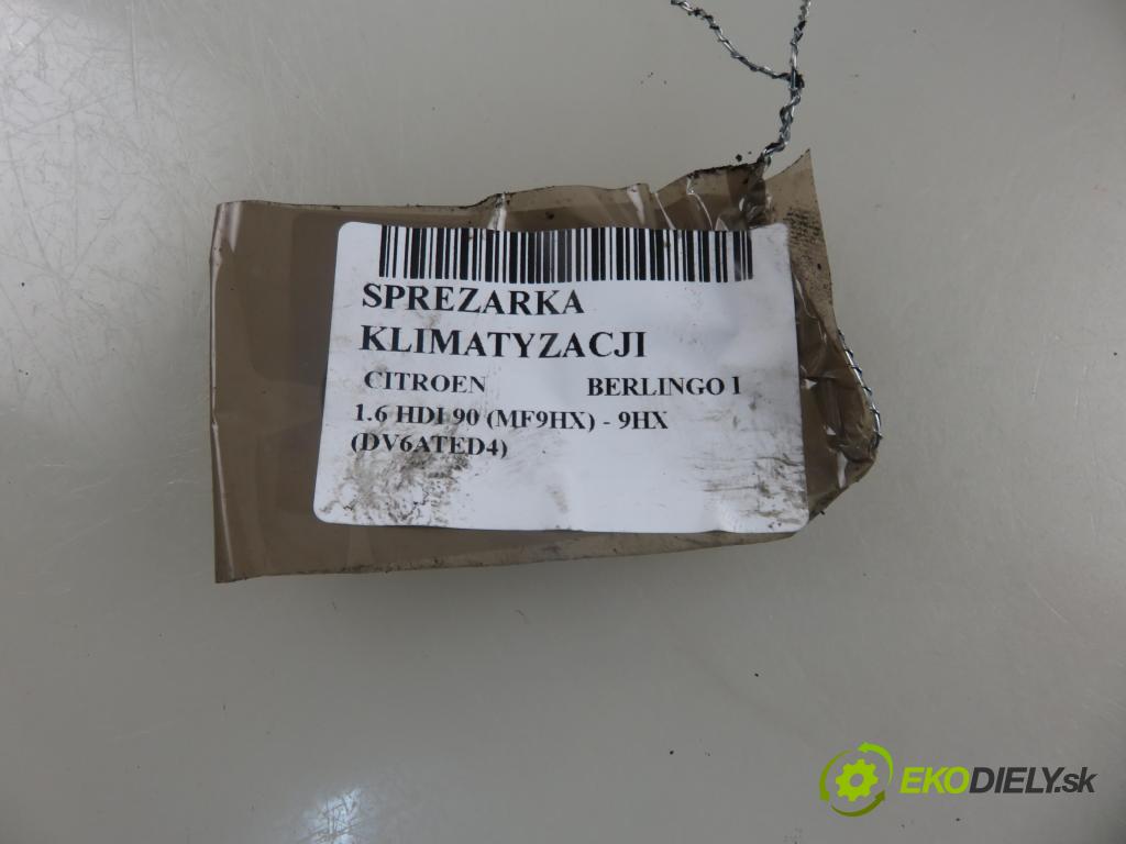 CITROEN BERLINGO / BERLINGO FIRST nadwozie wielkoprzestrzenne (MPV) KOMBIVAN 2006 66,00 1.6 HDI 90 - 9HX (DV6ATED4) 1560,00 KOMPRESOR: klimatizácie 9659232180 (Kompresor klimatizácie)