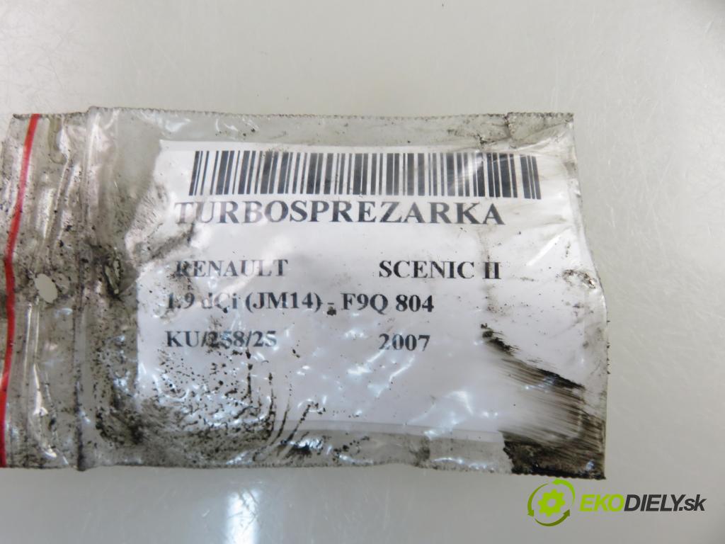 RENAULT SCENIC II (JM0/1_) MINIVAN 2007 0,00 1.9 dCi (JM14) - F9Q 804 1870,00 RYCHLONABÍJEČKA: 8200398585 (Kompletní turbodmychadlo)