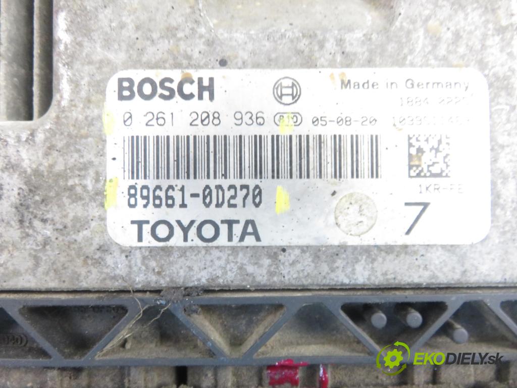 TOYOTA YARIS (_P9_) HB 2005 51,00 1.0 VVT-i (KSP90_) - 1KR-FE 998,00 Riadiaca jednotka Motor 8966052D30 ; 896610D270 ; 0261208936