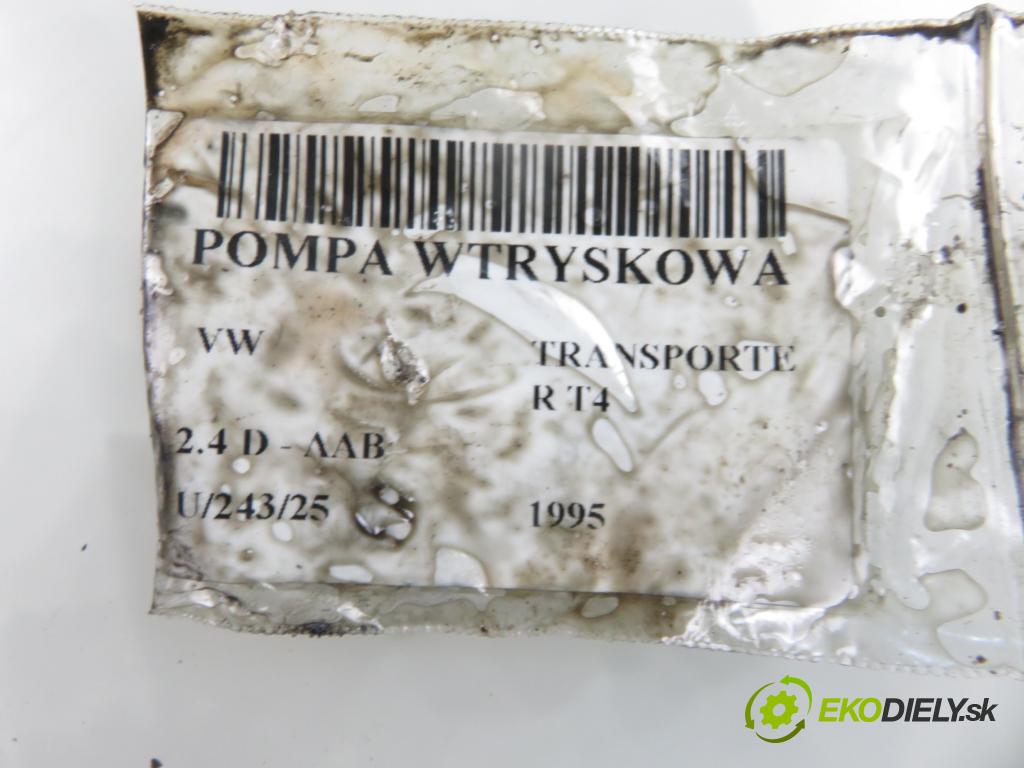 VW TRANSPORTER IV Skrzynia (70XA) BUS 1995 57,00 2.4 D 78 - AAB 2370,00 Pumpa vstrekovacia 074130108M ; 0460485029 (Vstrekovacie čerpadlo)