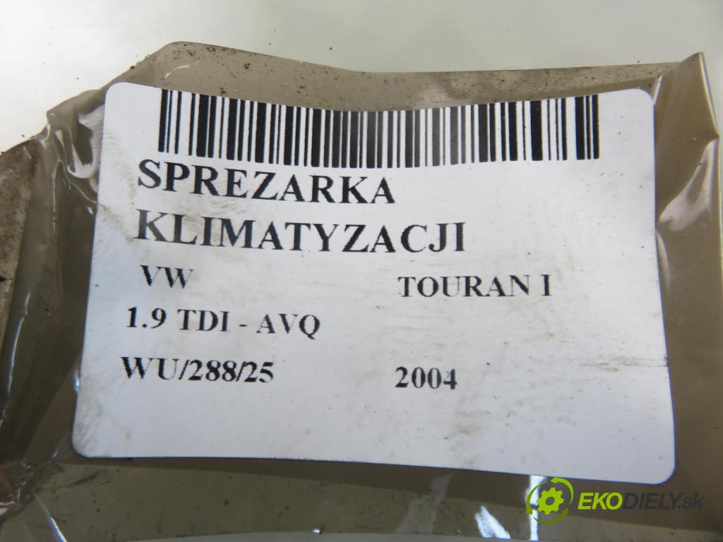 VW TOURAN (1T1, 1T2) MINIVAN 2004 74,00 1.9 TDI PD 100 - AVQ 1896,00 KOMPRESOR: klimatizácie 1K0820803G (Kompresor klimatizácie)