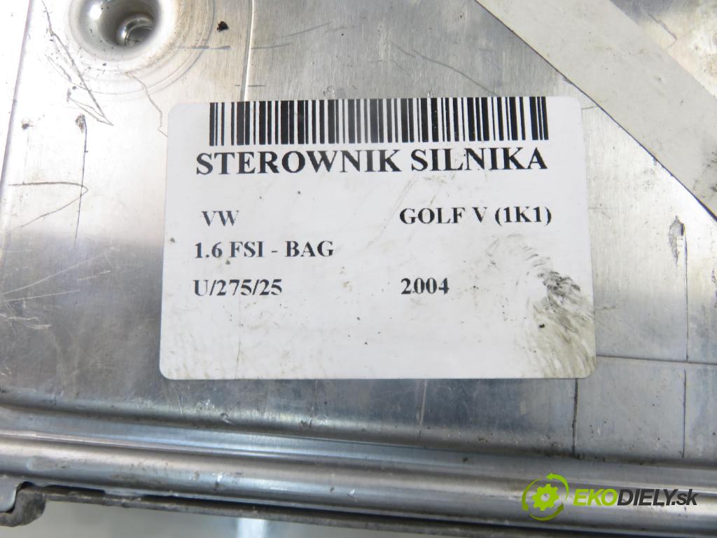 VW GOLF V (1K1) HB 2004 85,00 1.6 FSI - BAG 1598,00 Riadiaca jednotka Motor 03C906056BA