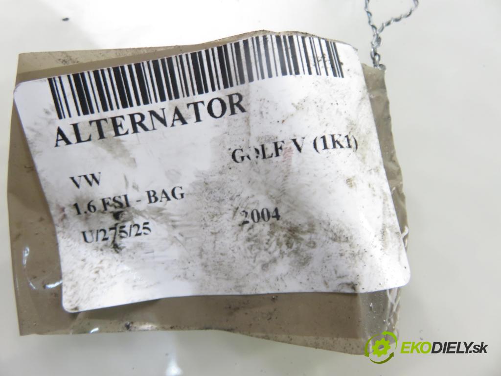 VW GOLF V (1K1) HB 2004 85,00 1.6 FSI - BAG 1598,00 Alternátor 028903028E (Alternátor)