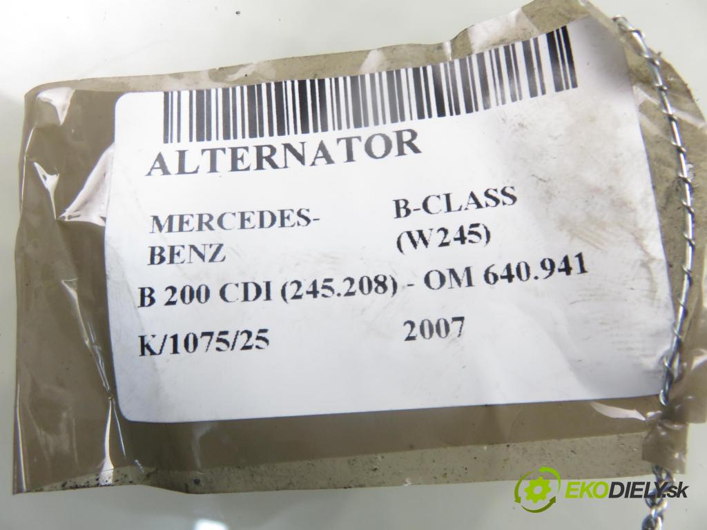 MERCEDES-BENZ KLASA B Sports Tourer (W245) HB 2007 103,00 B 200 CDI (245.208) -  140 OM 640.941 1991,00 Alternátor A6401540502 (Alternátor)