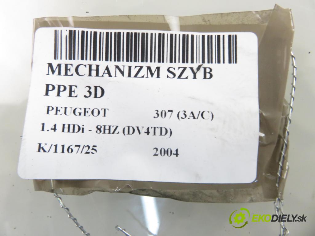 PEUGEOT 307 (3A/C) HB 2004 50,00 1.4 HDi - 8HZ (DV4TD) 1398,00 mechanismus oken PPE 3D 0130822021