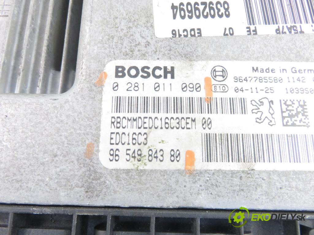 PEUGEOT 307 (3A/C) HB 2004 50,00 1.4 HDi - 8HZ (DV4TD) 1398,00 Riadiaca jednotka Motor 0281011090 ; 9654984380