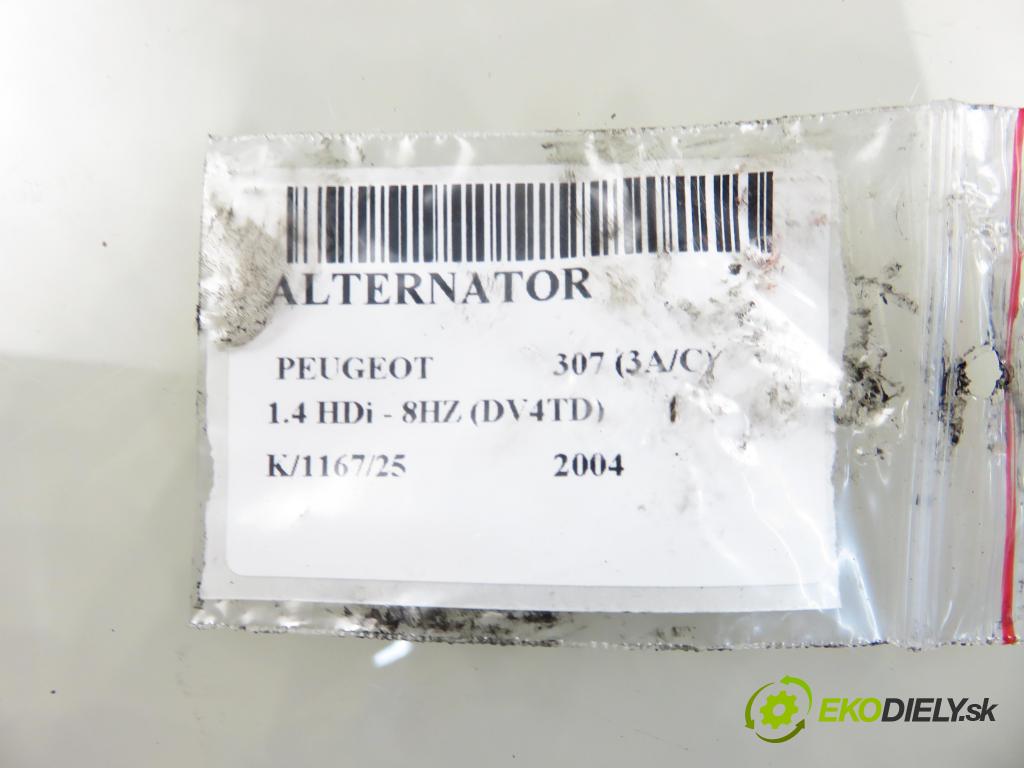 PEUGEOT 307 (3A/C) HB 2004 50,00 1.4 HDi - 8HZ (DV4TD) 1398,00 Alternátor  (Alternátor)