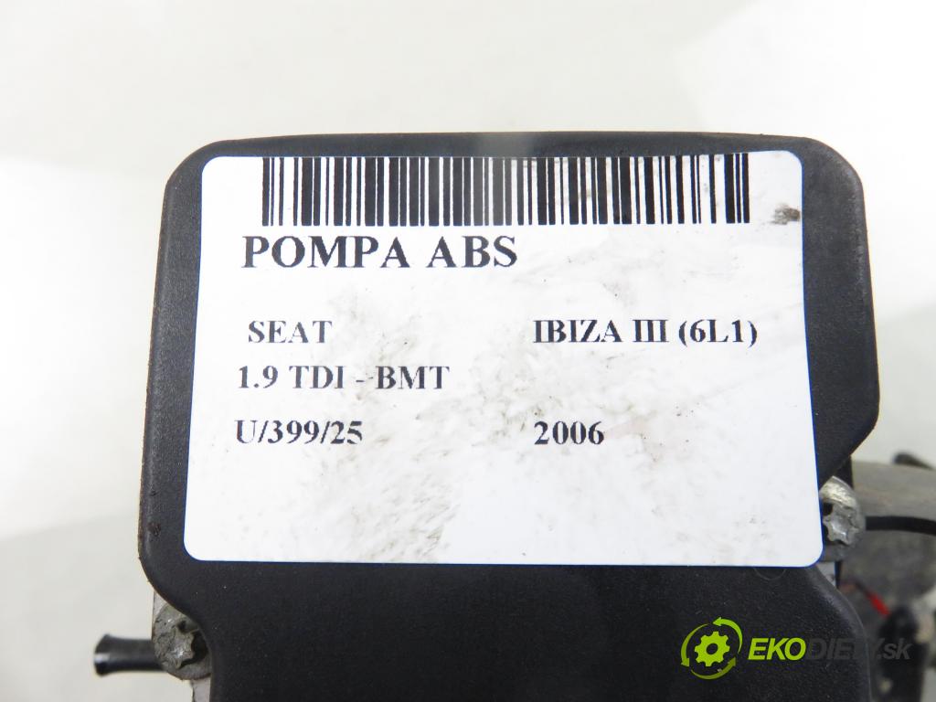 SEAT IBIZA III (6L1) HB 2006 74,00 1.9 TDI - AXR 1896,00 Pumpa ABS 0265800511 ; 6Q0907379AF (Pumpa ABS)