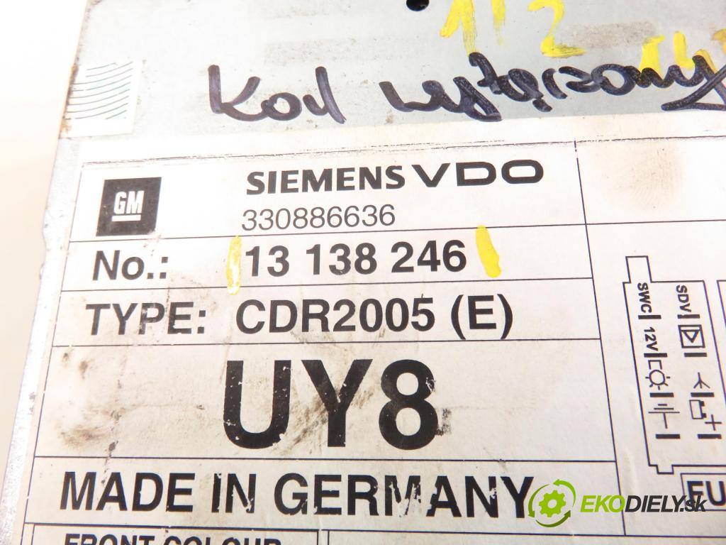 OPEL VECTRA C GTS (Z02) LIFTBACK 2003 0,00 1.8 16V - Z 18 XEL 1796,00 RADIO CD 13138246