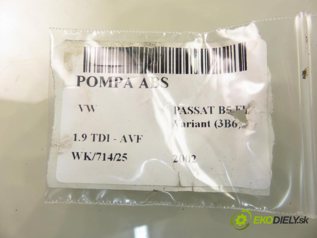 VW PASSAT B5.5 Variant (3B6) KOMBI 2002 96,00 1.9 TDI PD 130 - AVF 1896,00 Pumpa ABS 8E0614111T ; 0265202401 (Pumpa ABS)