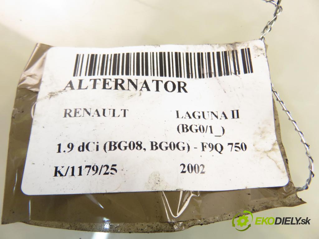 RENAULT LAGUNA II (BG0/1_) LIFTBACK 2002 88,00 1.9 dCi 120 - F9Q 750 1870,00 Alternátor 8200138269 (Alternátor)