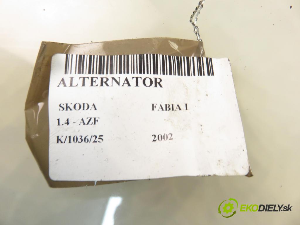 SKODA FABIA I (6Y2) HB 2002 44,00 1.4 MPi 60 - AZE 1397,00 Alternátor 037903025M (Alternátor)