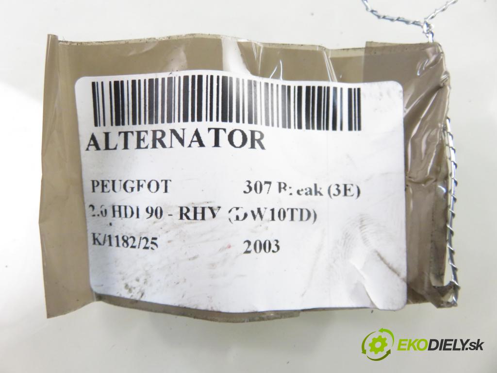 PEUGEOT 307 Break (3E) KOMBI 2003 66,00 2.0 HDI 90 - RHY (DW10TD) 1997,00 Alternátor 0124525035 (Alternátor)