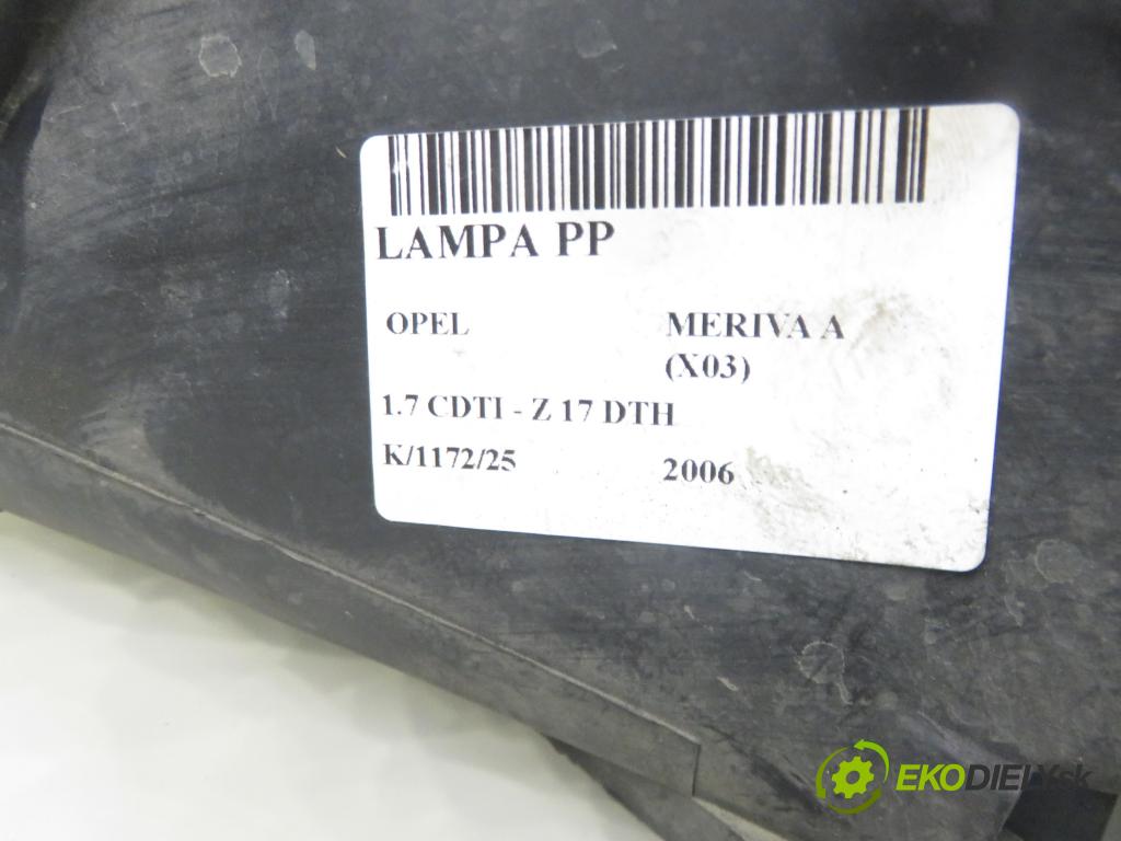 OPEL MERIVA A nadwozie wielkoprzestrzenne (MPV) (X03) HB 2006 74,00 1.7 CDTI 100 - Z 17 DTH 1686,00 Svetlo PP