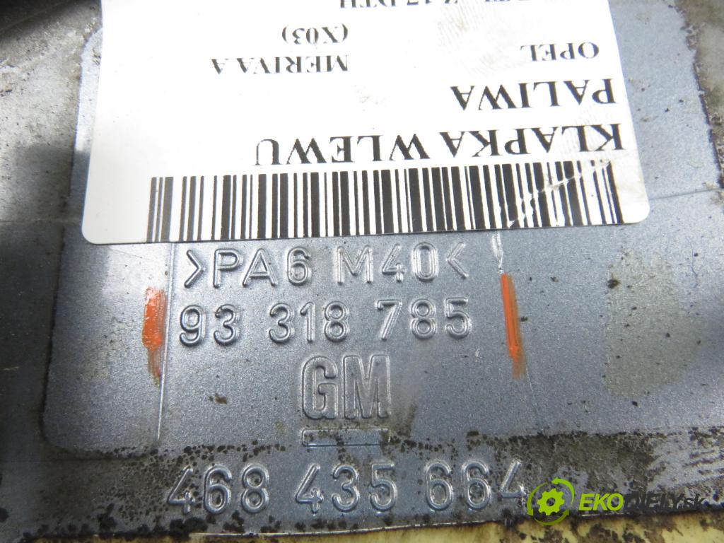 OPEL MERIVA A nadwozie wielkoprzestrzenne (MPV) (X03) HB 2006 74,00 1.7 CDTI 100 - Z 17 DTH 1686,00 Dvierka nádrže paliva 93318785 (Kľučka dverí ostatné)