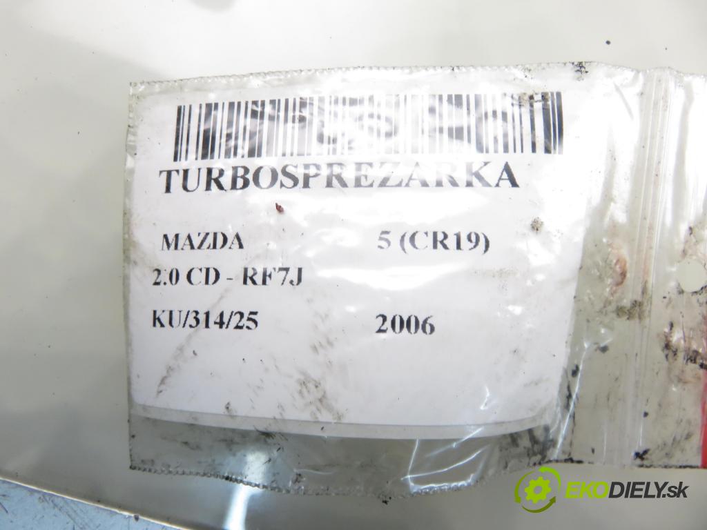 MAZDA 5 (CR19) VAN 2006 105,00 2.0 MZR-CD 143 - RF7J 1998,00 Turbodúchadlo VJ360607 (Turbodúchadlo (kompletné))
