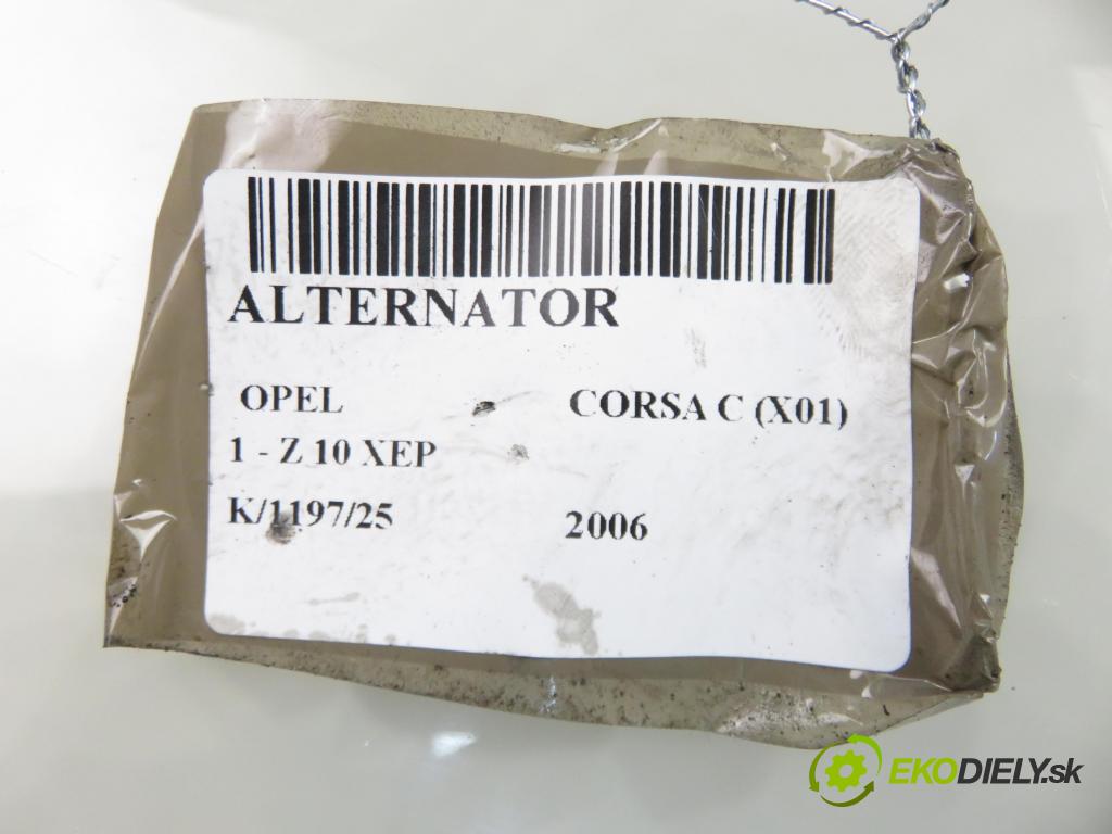 OPEL CORSA C (X01) HB 2006 44,00 1 - Z 10 XEP 998,00 Alternátor 0124425021 ; 55556068 (Alternátor)