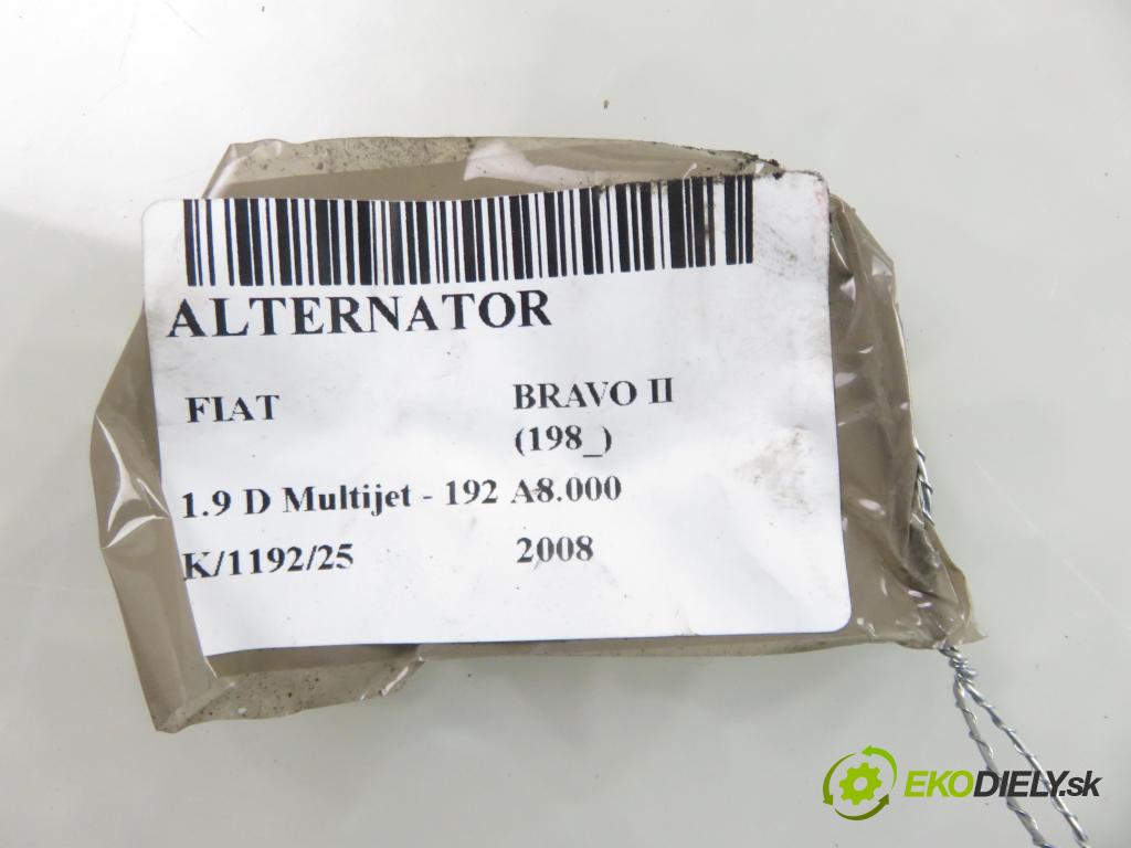 FIAT BRAVO II (198_) HB 2008 88,00 1.9 D Multijet - 192 A8.000 1910,00 Alternátor 51727338 ; MS1012100870 (Alternátor)