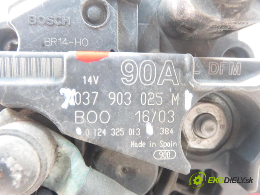 SKODA FABIA I (6Y2) HB 2003 55,00 1.4 16V - BBY 1390,00 Alternátor 037903025M ; 0124325013 (Alternátor)