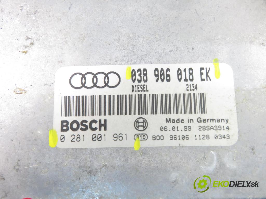 AUDI A4 (8D2, B5) SEDAN 2000 81,00 1.9 TDI 110 - AFN 1896,00 Riadiaca jednotka Motor 038906018EK ; 0281001961