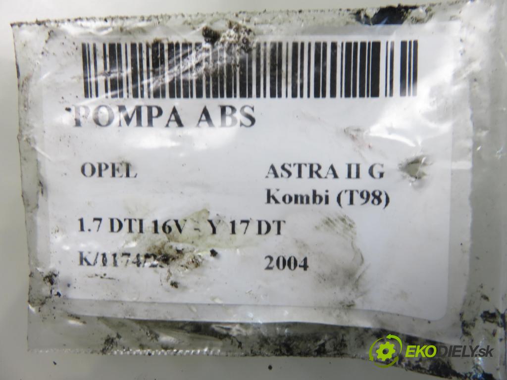 OPEL ASTRA G Kombi (T98) KOMBI 2004 55,00 1.7 DTI 16V - Y 17 DT 1686,00 Pumpa ABS 90581418 ; 026521651 ; 0273004362 (Pumpa ABS)