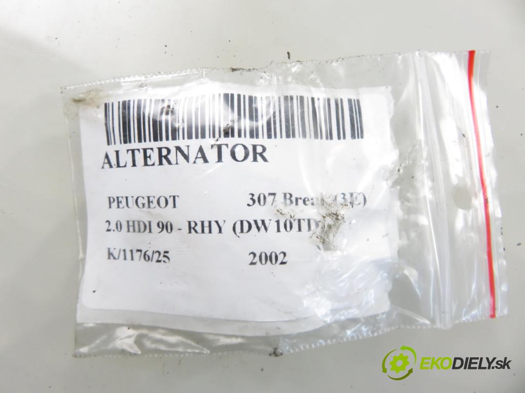 PEUGEOT 307 Break (3E) KOMBI 2002 66,00 2.0 HDI 90 - RHY (DW10TD) 1997,00 Alternátor  (Alternátor)
