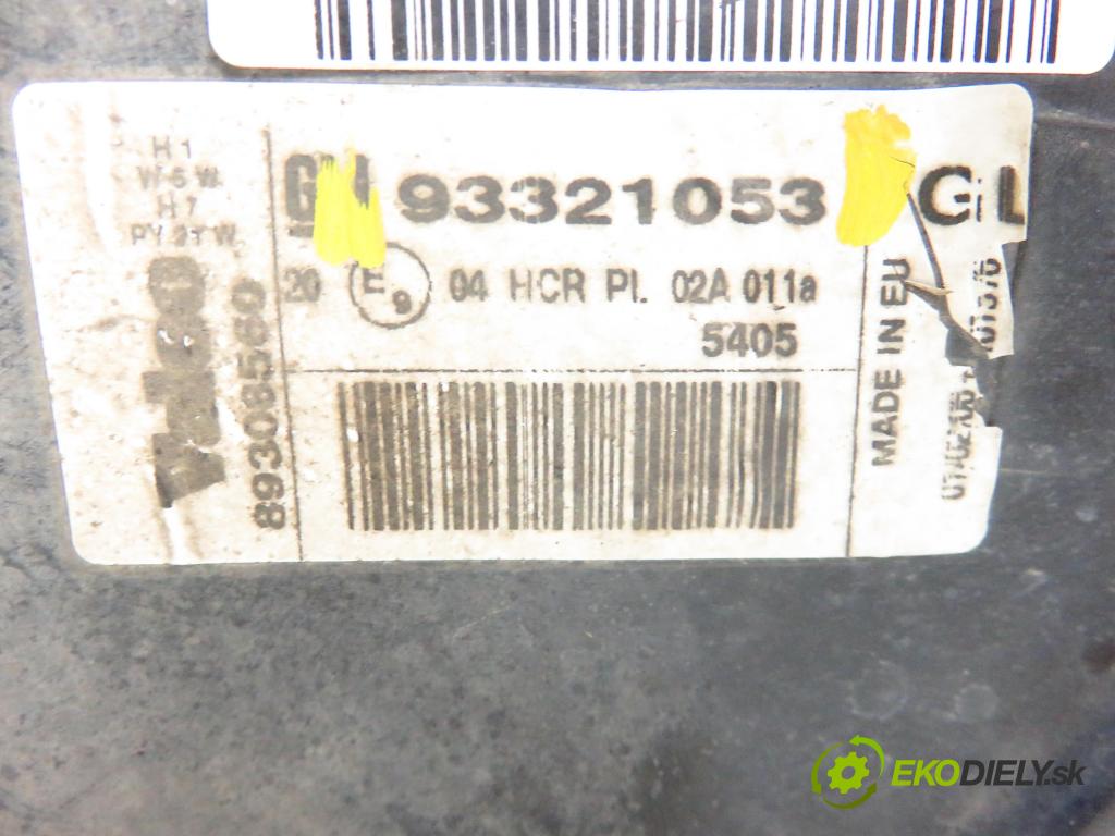 OPEL MERIVA A nadwozie wielkoprzestrzenne (MPV) (X03) HB 2006 55,00 1.3 CDTI - Z 13 DTJ 1248,00 Svetlo PP 93321053