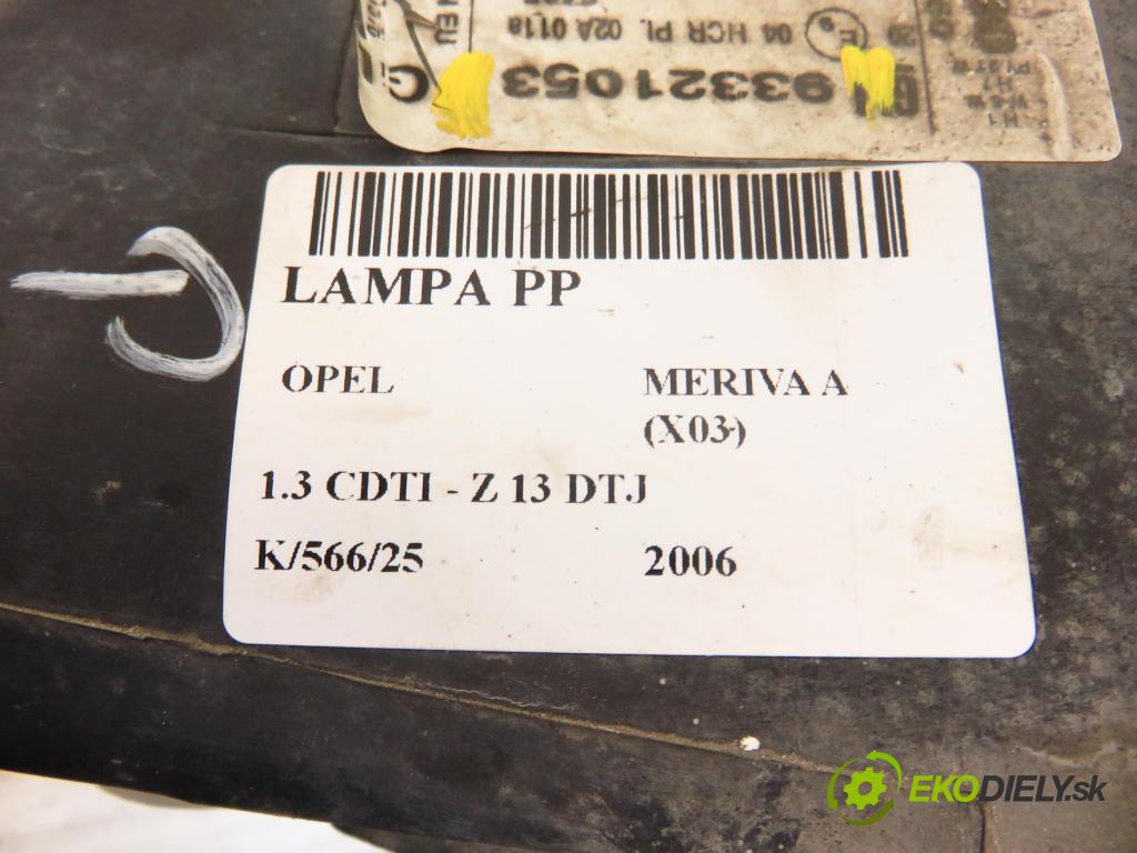 OPEL MERIVA A nadwozie wielkoprzestrzenne (MPV) (X03) HB 2006 55,00 1.3 CDTI - Z 13 DTJ 1248,00 Svetlo PP 93321053