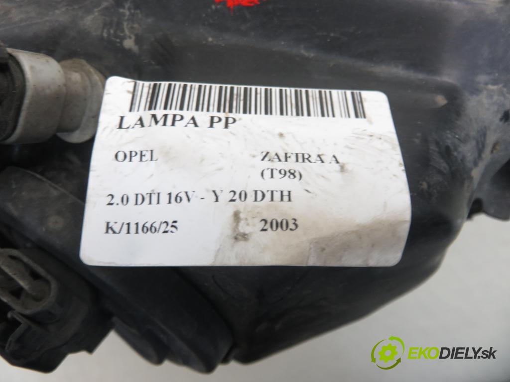 OPEL ZAFIRA A Nadwozie Wielkopojemne (MPV) (T98) MINIVAN 2003 74,00 2.0 DTI 16V 101 - Y 20 DTH 1995,00 Svetlo PP