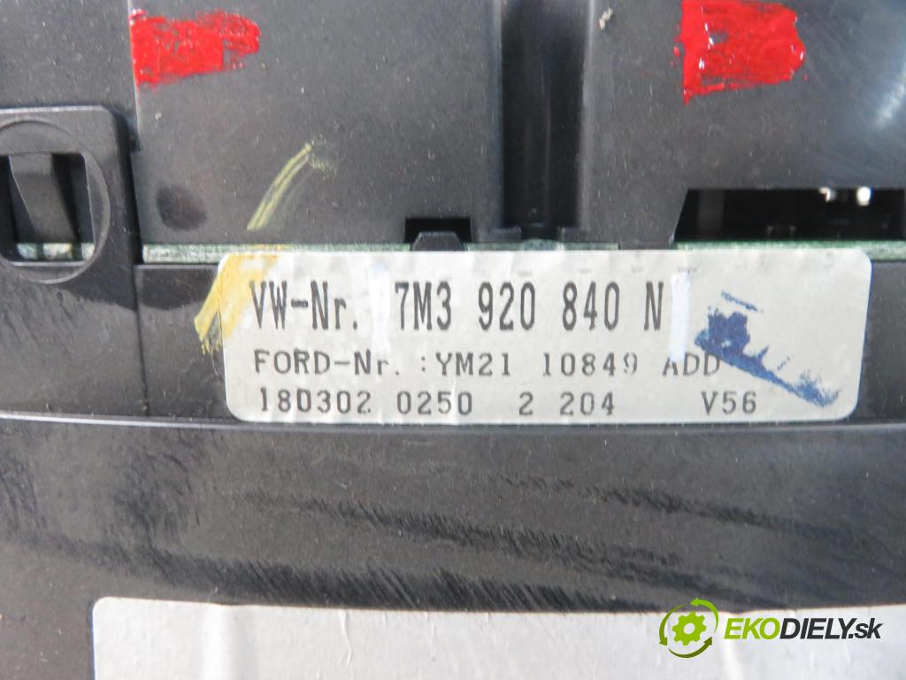 VW SHARAN (7M8, 7M9, 7M6) MINIVAN 2001 85,00 1.9 TDI PD 115 - AUY 1896,00 prístrojovka elektrický 7M3920840N