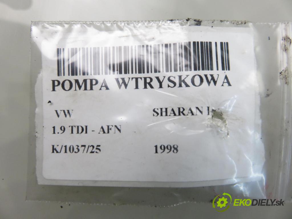 VW SHARAN (7M8, 7M9, 7M6) MINIVAN 1998 81,00 1.9 TDI 110 - AFN 1896,00 Pumpa vstrekovacia 0460404968 ; 028130115B (Vstrekovacie čerpadlo)