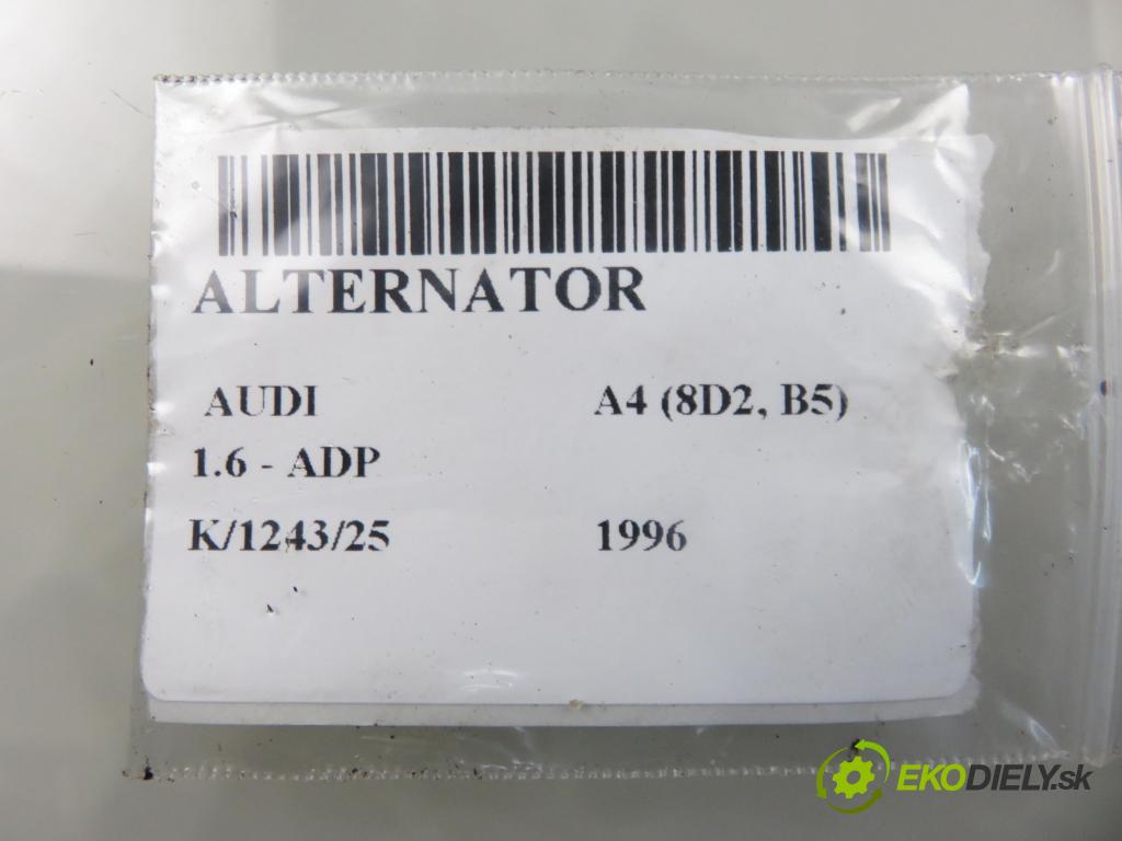 AUDI A4 (8D2, B5) SEDAN 1996 74,00 1.6 8V 100 - ADP 1595,00 Alternátor 058903016 ; 0123310022 (Alternátor)