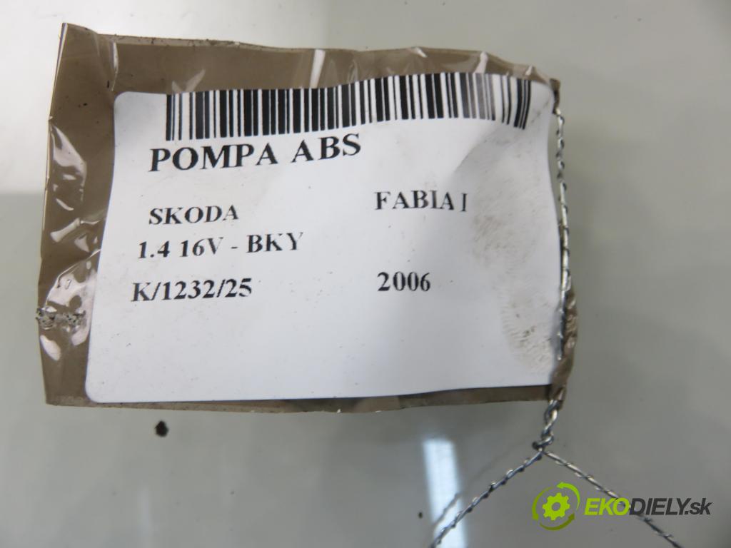 SKODA FABIA I (6Y2) HB 2006 55,00 1.4 16V - BKY 1390,00 Pumpa ABS 6Q0907379AF ; 0265800511 (Pumpa ABS)