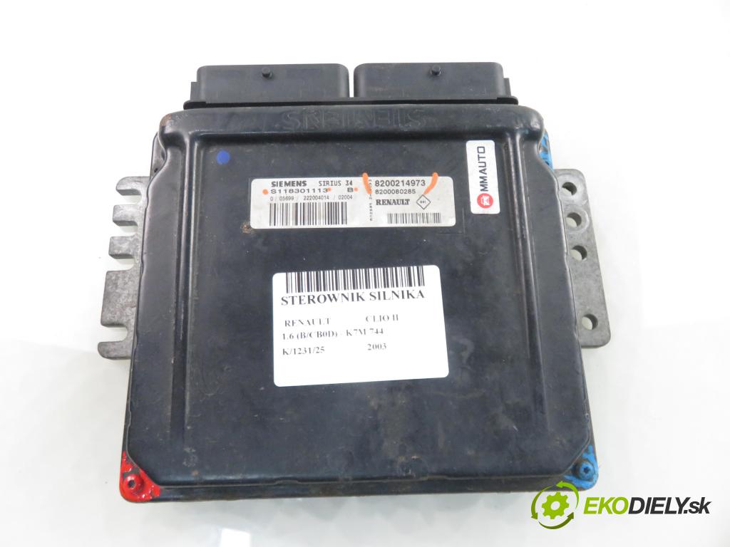 RENAULT CLIO II (BB_, CB_) HB 2003 66,00 1.6 (B/CB0D) - K7M 744 1598,00 Riadiaca jednotka Motor S118301113 ; 8200214973 ; 8200080285