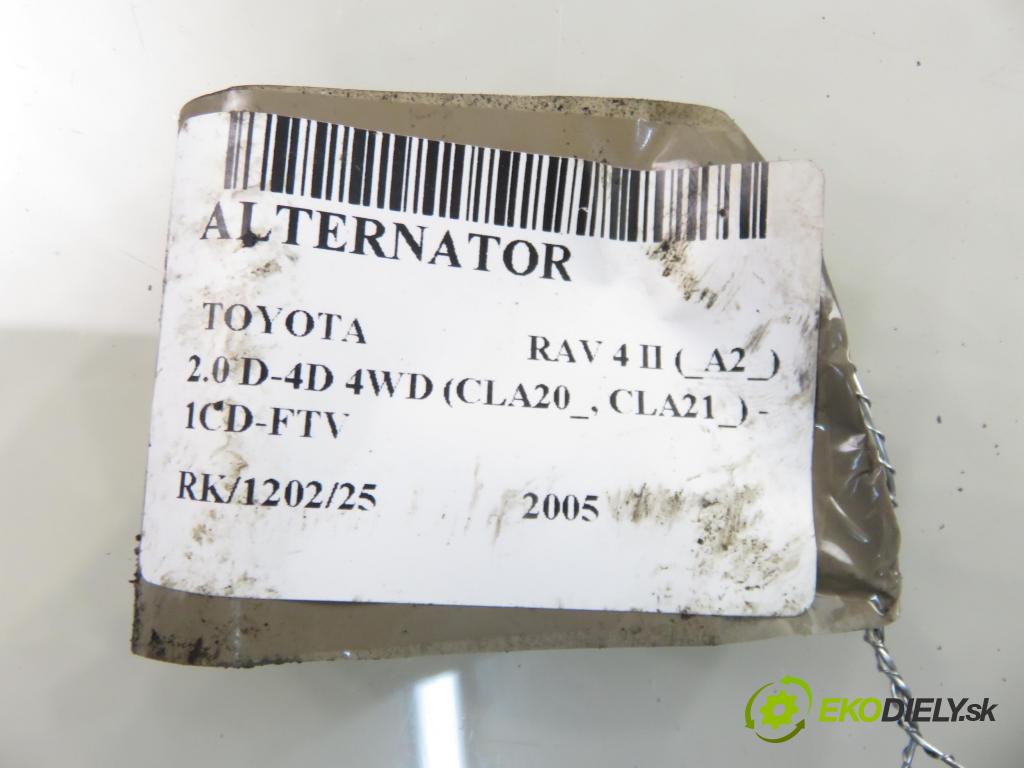 TOYOTA RAV 4 II (_A2_) SUV 2005 85,00 2.0 D-4D 4WD 116 - 1CD-FTV 1995,00 Alternátor A6027 (Alternátor)