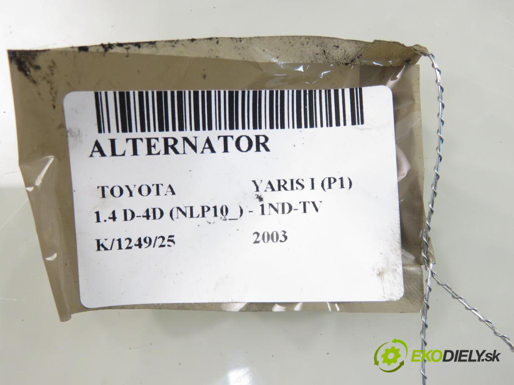 TOYOTA YARIS (_P1_) HB 2003 55,00 1.4 D-4D (NLP10_) - 1ND-TV 1364,00 Alternátor 2706033020 ; 1022115660 (Alternátor)