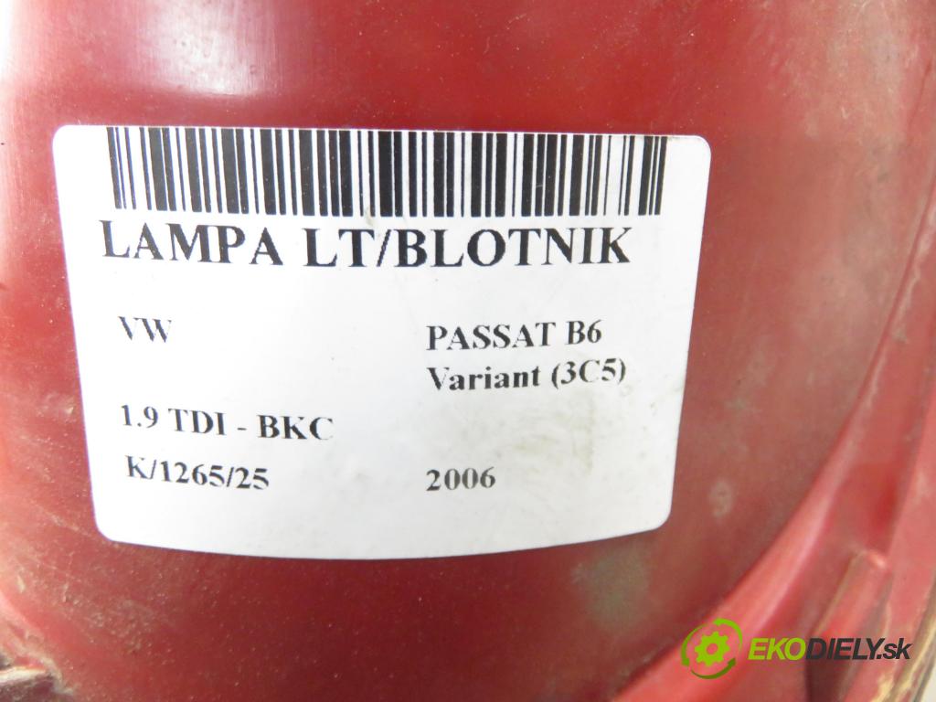 VW PASSAT B6 Variant (3C5) KOMBI 2006 77,00 1.9 TDI - BKC 1896,00 světlo levé zadní 3C9945095B