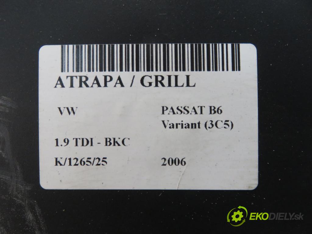 VW PASSAT B6 Variant (3C5) KOMBI 2006 77,00 1.9 TDI - BKC 1896,00 mřížka / maska 3C0853651B