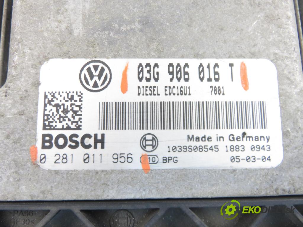 VW GOLF PLUS (5M1, 521) MINIVAN 2005 103,00 2.0 TDI 16V - BKD 1968,00 řídící jednotka motora 03G906016T ; 0281011956