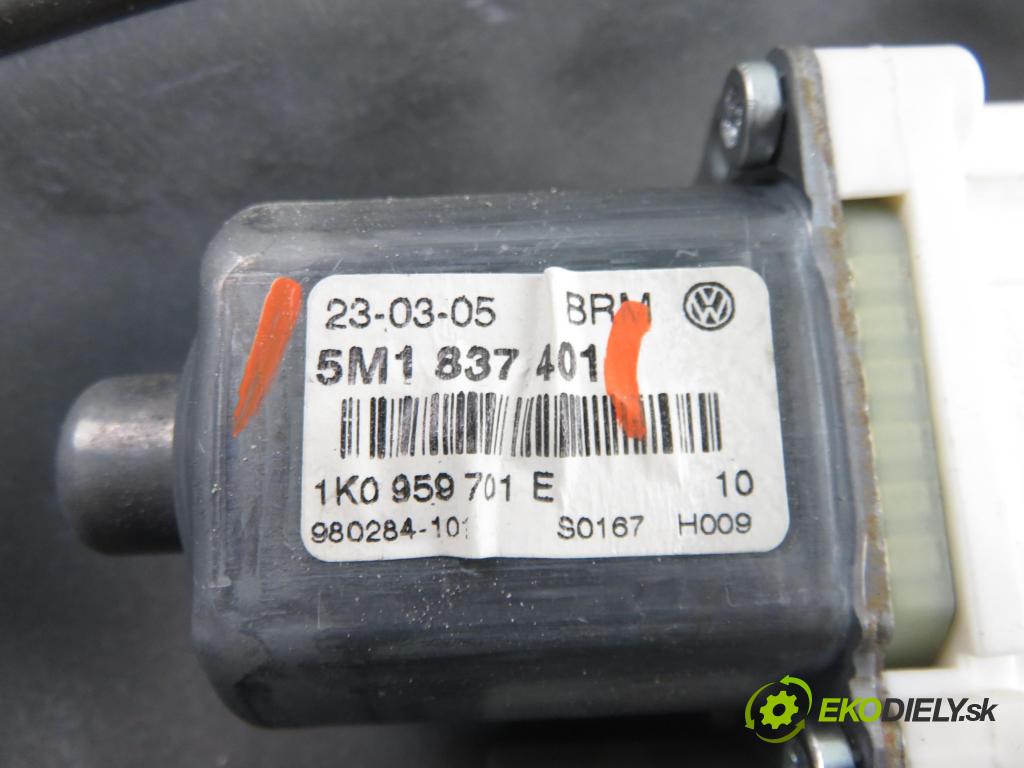 VW GOLF PLUS (5M1, 521) MINIVAN 2005 103,00 2.0 TDI 16V - BKD 1968,00 mechanismus oken 1K0959793C ; 5M1837401