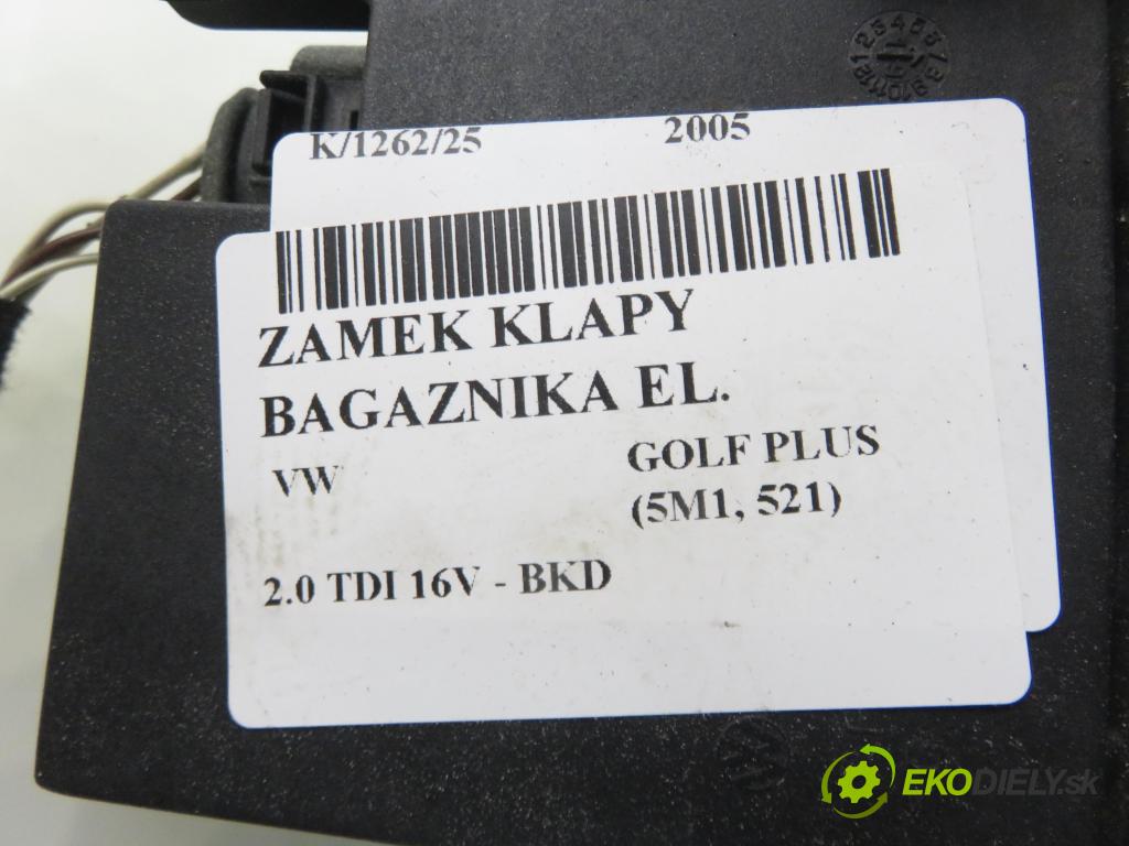 VW GOLF PLUS (5M1, 521) MINIVAN 2005 103,00 2.0 TDI 16V - BKD 1968,00 zámok dveří kufr EL. 5M0827505H