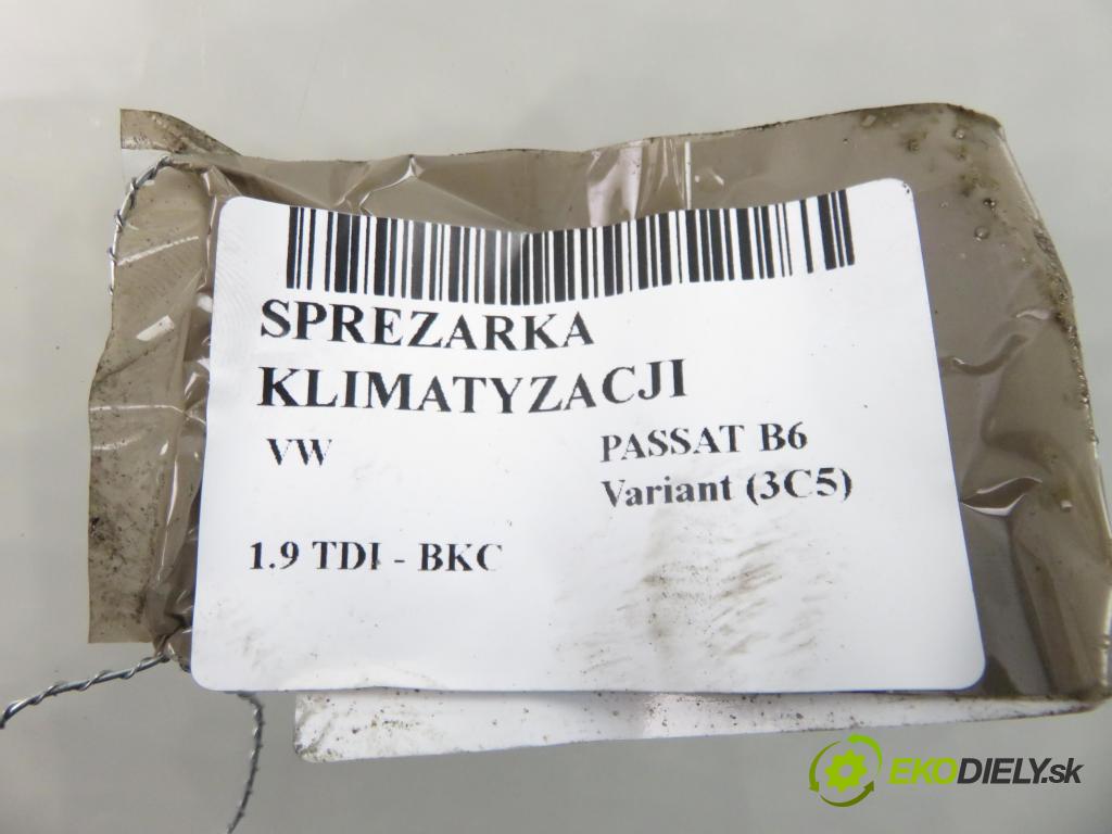 VW PASSAT B6 Variant (3C5) KOMBI 2006 77,00 1.9 TDI - BKC 1896,00 KOMPRESOR: klimatizácie 1K0820803S (Kompresor klimatizácie)