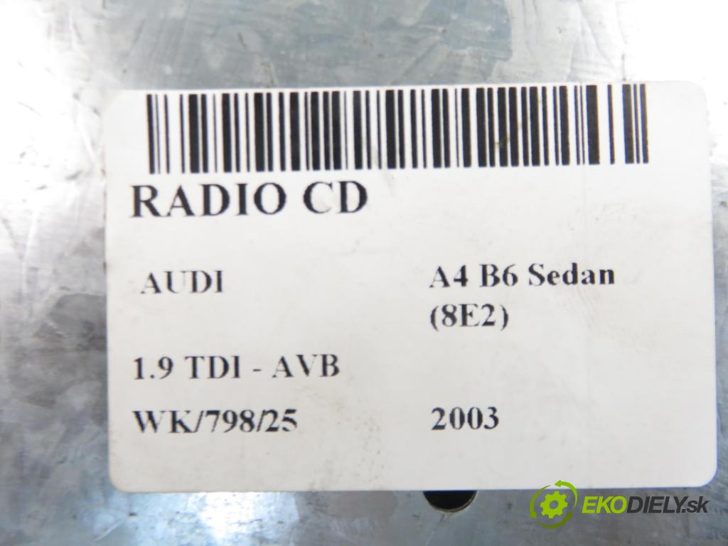 AUDI A4 (8E2, B6) SEDAN 2003 74,00 1.9 TDI PD 101 - AVB 1896,00 RADIO CD 8E0035186