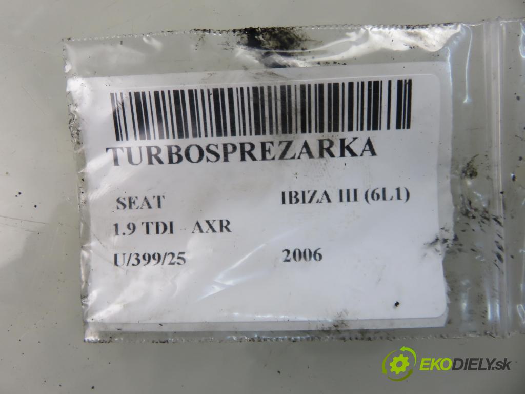 SEAT IBIZA III (6L1) HB 2006 74,00 1.9 TDI - AXR 1896,00 RYCHLONABÍJEČKA: 038253014B (Kompletní turbodmychadlo)