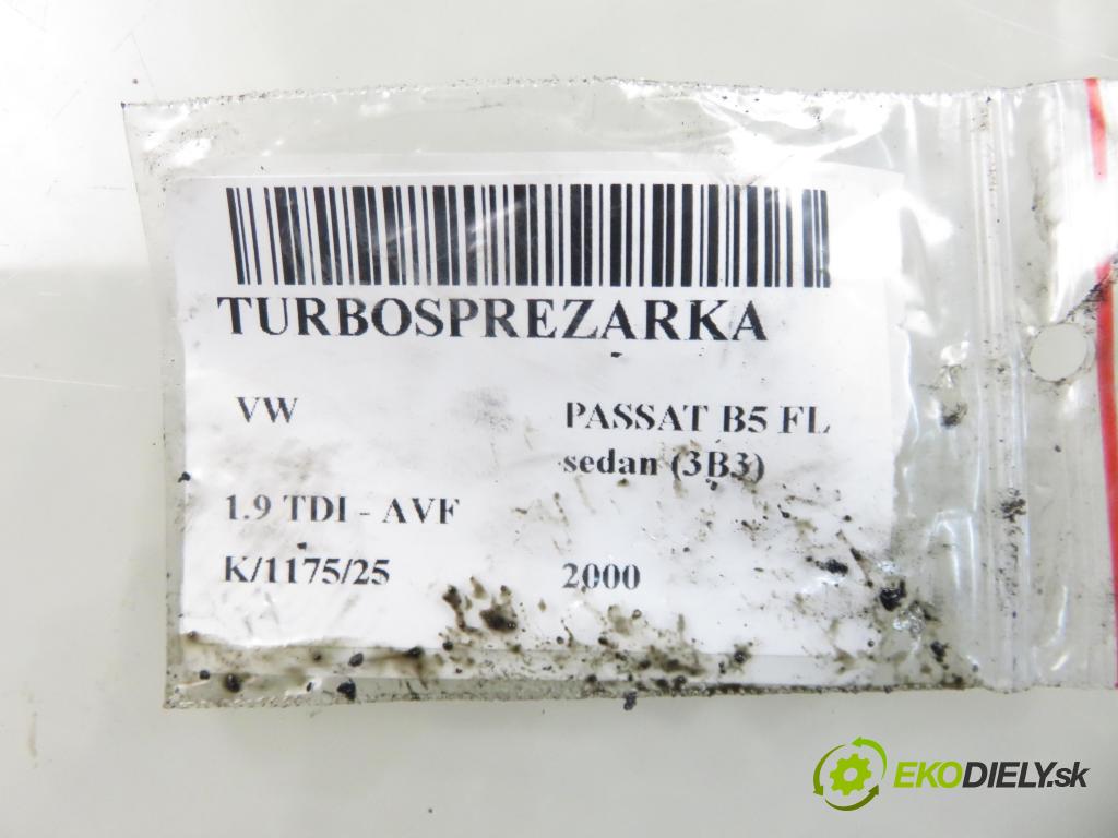 VW PASSAT B5.5 (3B3) SEDAN 2000 96,00 1.9 TDI PD 130 - AVF 1896,00 RYCHLONABÍJEČKA: 03G145702F (Kompletní turbodmychadlo)