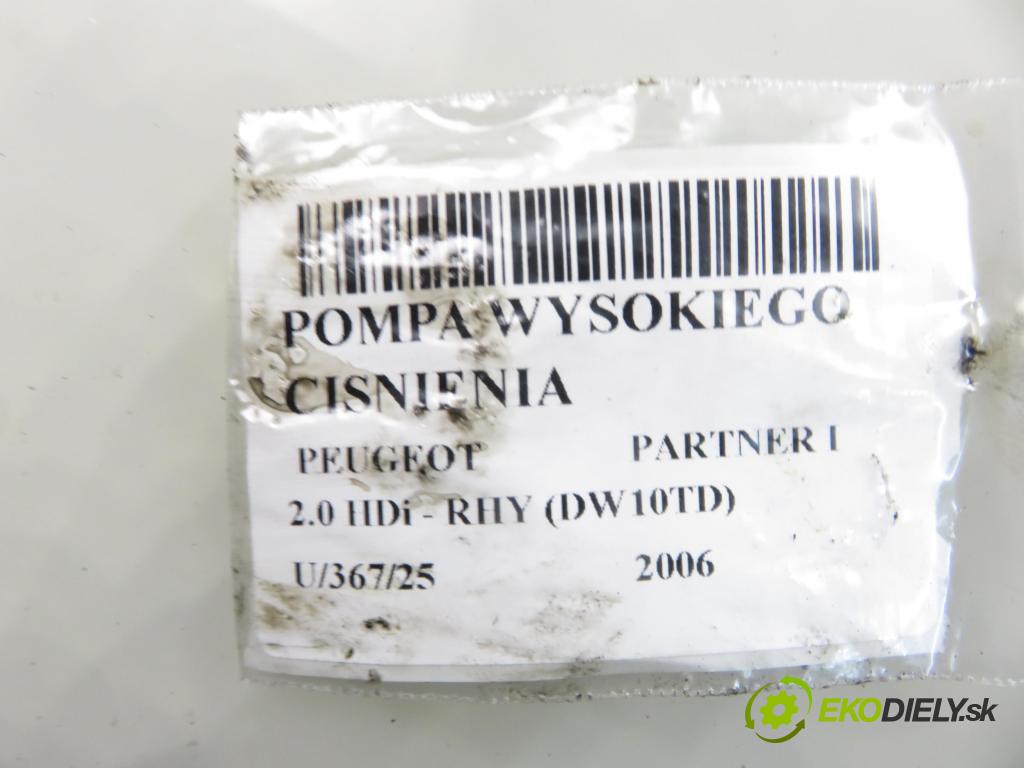 PEUGEOT PARTNER Skrzynia (5_, G_) FURGON 2006 66,00 2.0 HDi - RHY (DW10TD) 1997,00 pumpa vysokého TLAK: A2C20000502 ; 5WS40018 ; 9658195080
