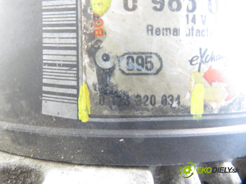 AUDI A3 (8L1) HB 1998 74,00 1.6 - AKL 1595,00 Alternátor 0986040940 ; 0123320034 (Alternátor)