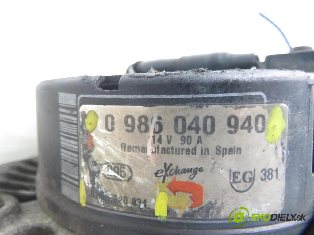 AUDI A3 (8L1) HB 1998 74,00 1.6 - AKL 1595,00 Alternátor 0986040940 ; 0123320034 (Alternátor)
