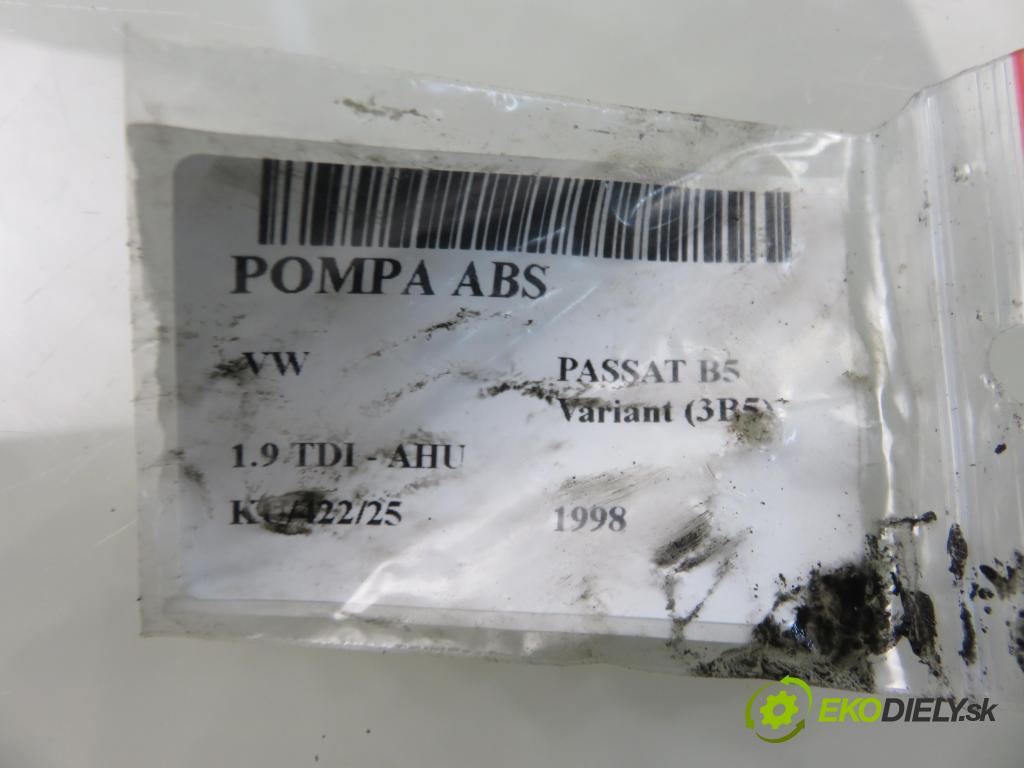 VW PASSAT B5 Variant (3B5) KOMBI 1998 66,00 1.9 TDI 90 - AHU 1896,00 Pumpa ABS 8E0614111AB ; 025216559 ; 0273004281 (Pumpa ABS)