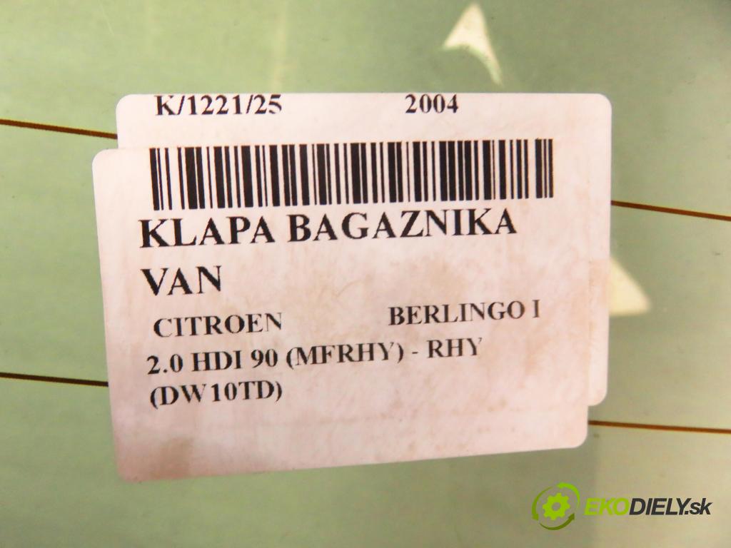 CITROEN BERLINGO / BERLINGO FIRST nadwozie wielkoprzestrzenne (MPV) KOMBIVAN 2004 66,00 2.0 HDI 90 1997,00 kapota kufor VAN
